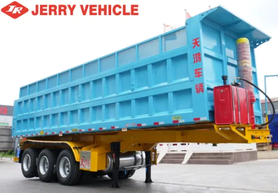 뜨거운 판매 3/4/6축 40/60/80 톤 사이드 티핑 티퍼 Hyva 유압 실린더 덤프 광산 바위 모래 광석 세미 트레일러 트럭