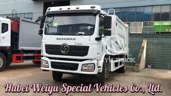 Shacman L3000 4X2 14cbm 10 톤 유압 높은 압축비 주거용 고형 폐기물 압축 쓰레기 압축기 트럭
